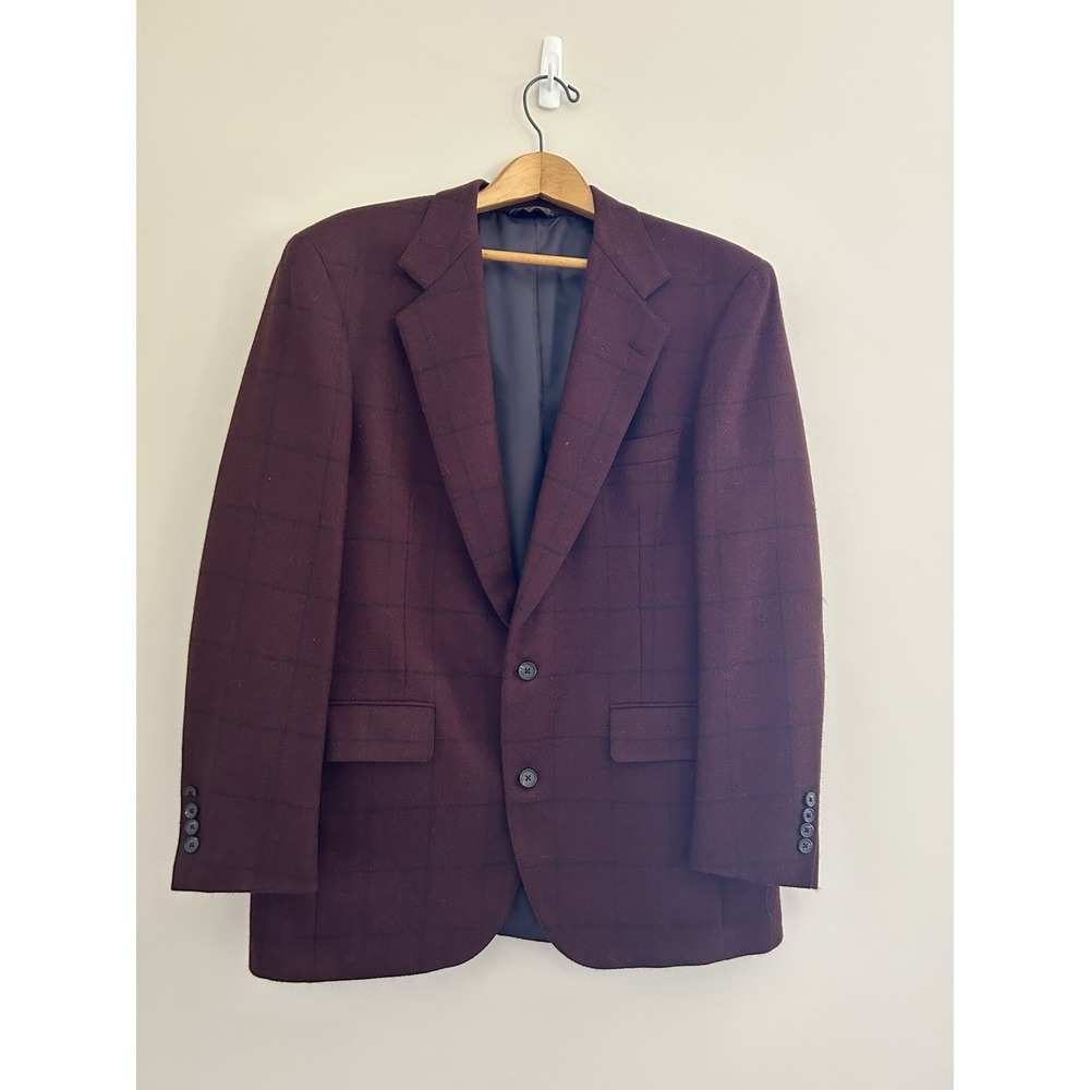 Vintage Southwick Burgundy Windowpane Sport Coat Blazer 41R USA